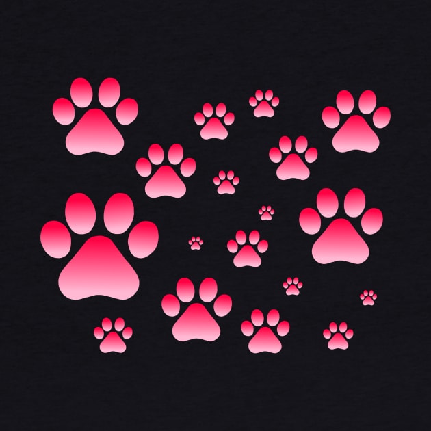 Pink Ombre Pawprint Pattern by Art by Deborah Camp